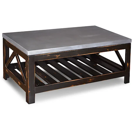 Rectangular Cocktail Table with Zinc Metal Top